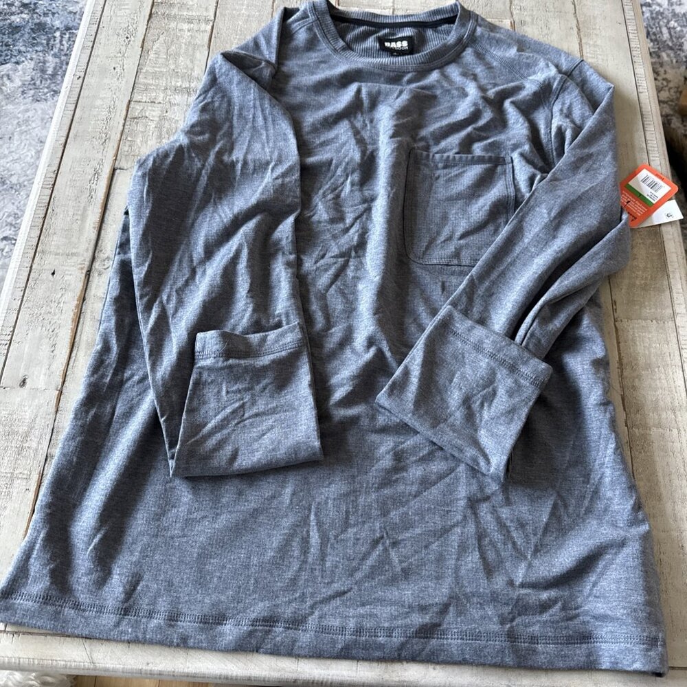 Bass Outdoor Ombre Blue LS Utili-Tee Long Sleeve Pocket Shirt NWT Multiple Sizes